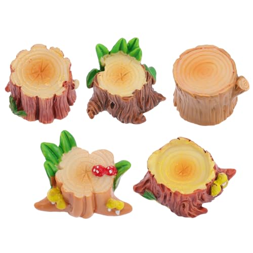 Miniature de souche d'arbre en résine pour décor de bonsaï et micro paysage, lot de 5 pièces