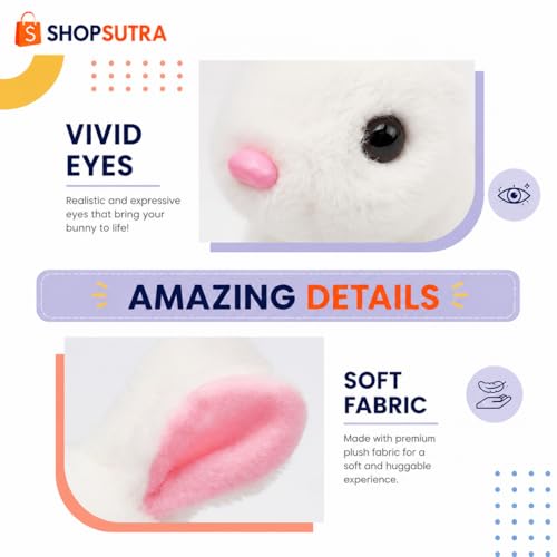 Image of Interactive Plush Toy Dog with Walking Movement, Sound Function and Tail Motion (White Rabbit)