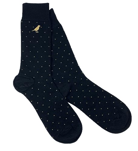 Men’s Cotton Crew Dress Socks – Ultra-Soft, Breathable, Everyday Comfort – GoldBlack Dots