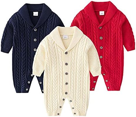 Miniatura 2 de chengchuang Mameluco de punto para bebé recién nacido, de manga larga, cálido, conjunto de gorro cálido