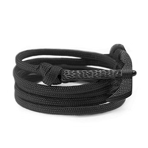 Flexo Hatchet Anchor Bracelet Nautical Handmade Black Gold Plated Vegan Leather Motivational Sailor Stainless Steel Dorsal Wrist Wrap For Men And Women - Black #TOP14