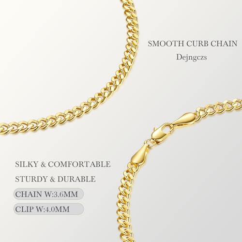 3.6MM 14K Gold Chain for Mens Necklace 14K Gold Necklaces for Women Trendy Golden Cuban Link Chain for Men Dainty Golden Necklace for Women Non Tarnish Polished Shine with Appeal 16-24IN2
