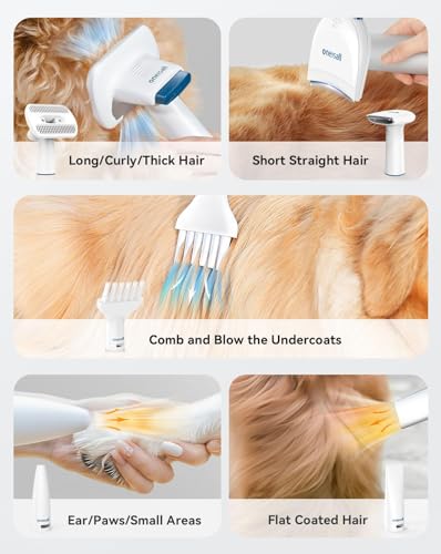 oneisall dog vacuum amp dryer for shedding grooming 8 in 1 dog grooming kit with metal blade pet clippers adjustable speed and temperature control blower