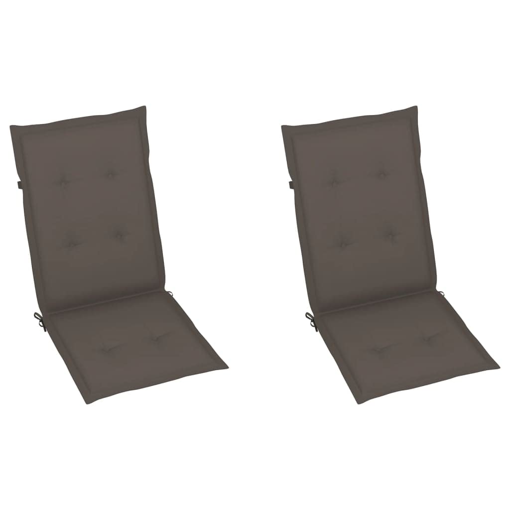 Cuscino per sedia da giardino, 2 pezzi, per sedie a sdraio con schienale alto, design universale, per interni ed esterni, balcone, terrazza, con 2 laccetti, tortora, 120 x 50 x 3 cm