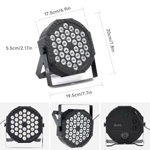 VYmaksran LED Par Strahler 36 LED RGB Bühnenlicht, DMX512 & Fernbedienung, 7 Lichtmodi mit Soundaktivierung, Discolicht Partylicht für DJ Bar Hochzeit Halloween Weihnachten, 4er Pack