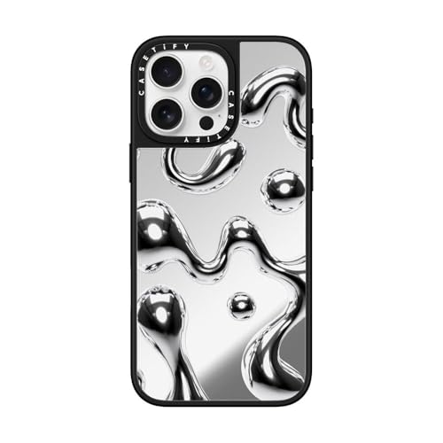 CASETiFY �~���[ MagSafe�Ή� iPhone 16 Pro Max �P�[�X [���ː� / 1.5m����̗����������N���A (MIL�K�i1�{����) / ���C�����X�[�d�����Magsafe�Ή�] - Chrome Liquid Groovy - 