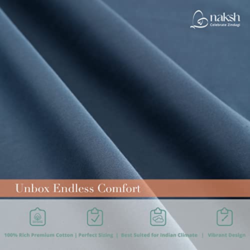 Image of Naksh Coastal Retreat Collection 100% Cotton 210 TC Plain Elastic Fitted Bedsheets Super King Size 78 x 72 in, Indio | 1 Elastic Bedsheet King Size Cotton & 2 Pillow Covers |Super King Size Bedsheet