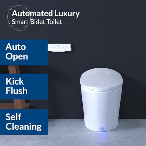 Inodoro inteligente Bio Bidet Discovery DLX de una pieza, alargado, con bidé integrado, tapa automática de apertura y cierre, descarga automática, agua tibia, asiento calefactado y toallitas para bidé miniatura 3