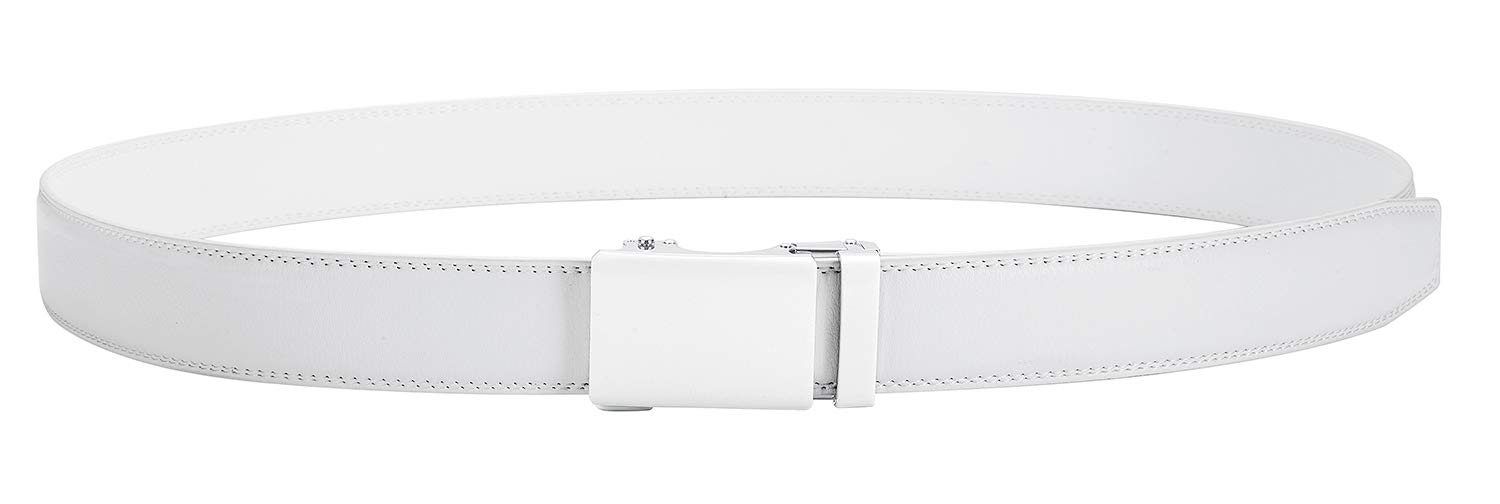 Nelbons Men's Belt, Slide Ratchet Belt for Men with Leather 1 3/8“ width 35mm,Trim to Fit (Y-white 01 - Image 2