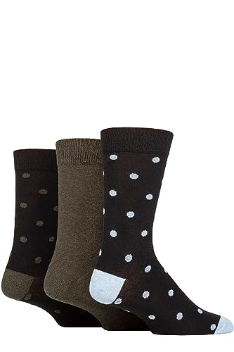 Image of SockShop TORE Mens Recycled Socks - 100% Recycled Cotton Polka Dot Patterned Socks in a 3 Pair Multipack Size 7-11 Spots Black 7-11