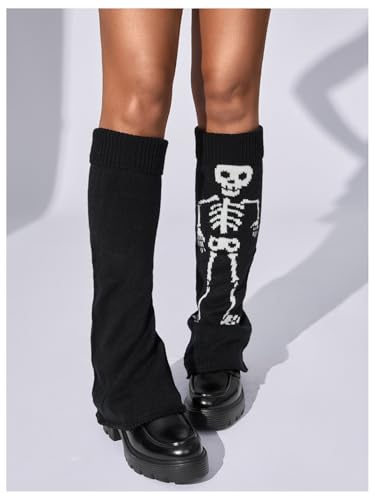 Image of RoseSeek Women's 1 Pair Y2K Bow Front Lace Trim Leg Warmers Ribbed Knit Over Knee Pile Leg Warmers Long Socks