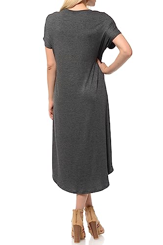Image of iconic luxe Women's A Line Short Sleeve T Shirt Midi Dress Summer Casual