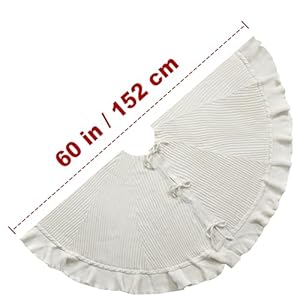 60-Inch Ruffled Sweater Knit Christmas Tree Skirt with Lace Ties, Cream White 60 Inch Ruffled Sweater Knit Christmas Tree Skirt with Lace Ties Cream White