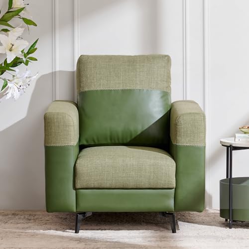 Image of Home Centre 1 Seater Andes Fabric Sofa| Fabric Sofa| (Green) |Two Year Warranty