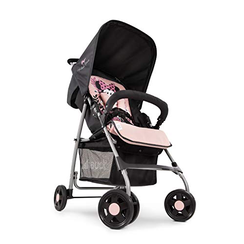 Hauck Poussette Compacte Citadine Sport - Ultra Légère Seulement 5,9 kg, Pliable et Inclinable, Jusqu'à 15 kg, Capote Pare-Soleil, Grand Panier, Minnie Noir Rose