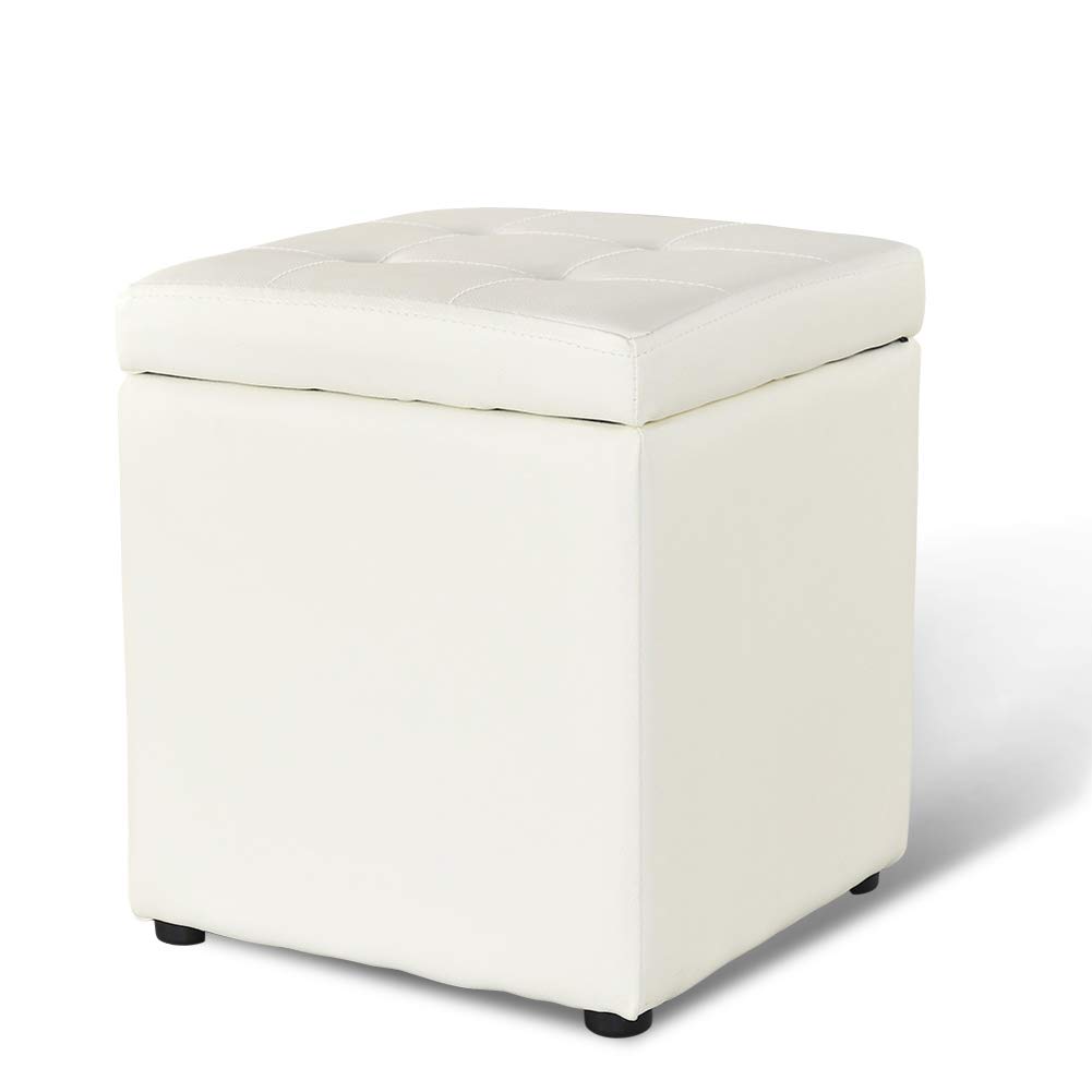 Pouf cube blanc de rangement pour libérer l'espace et détendre vos pieds
