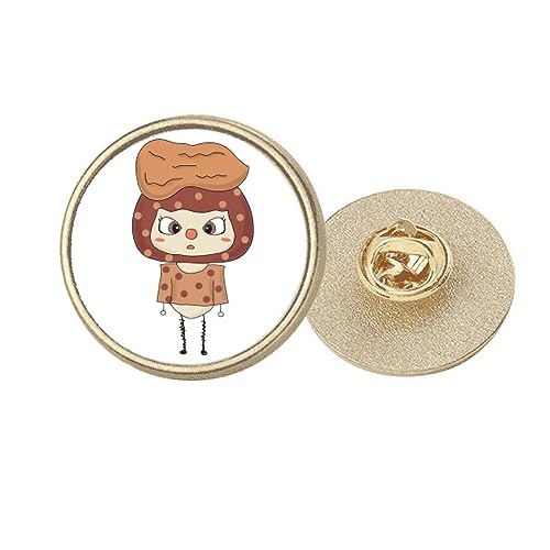 Broche ronde en métal doré pour personnaliser un tablier marron