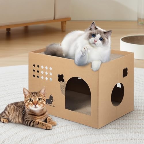 Toddmomy Casa De Gato De ão Cama Ondulada Do Arranhador Do Gato Do Esconderijo Do Arranhador Do Gato