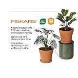 Fiskars LifeWell Watering System for Houseplants, Self-Watering Indoor Plant Stand with Siphon Action, Waters Up to 6 Plants, 33" Reach