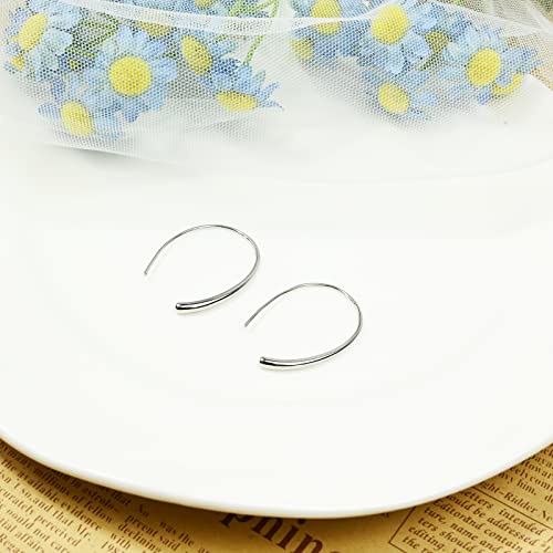 Handmade Pull Through Earrings 925 Sterling Silver Earrings Hypoallergenic Open Hoops Drop Dangle Threader Earrings For Women Trendy Fashion #TOP3