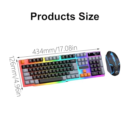 Teclado para juegos retroiluminado LED de 104 teclas con cable estable y sensor preciso de 1600 DPI 6