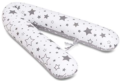 Jukki - Cuscino per allattamento al fianco, XXL, 170 cm per mamma e bambino, con rivestimento in 100% cotone