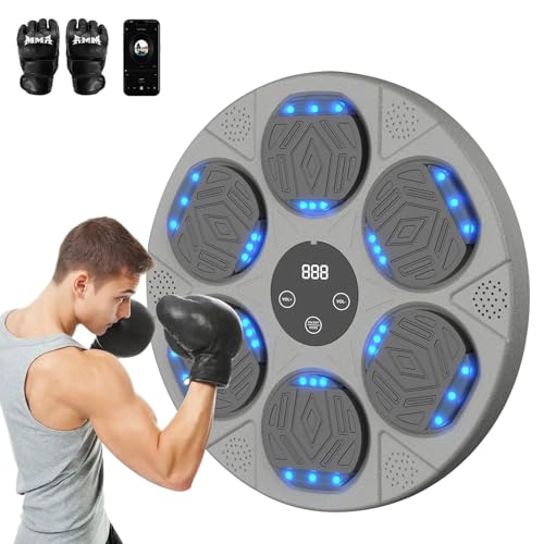 Image of LOLBOX Boxing Wall-Mounted Machine, Suitable for Both Adults and Kids, Bluetooth Intelligent Boxing Trainer with Boxing Gloves, Home, Office, Gym Boxing Exercise Target Equipment