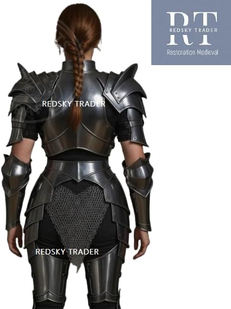 Women’s Medieval Full Plate Armor Set – Steel Cuirass, Pauldrons, Gorget, Arm & Leg Armor, Tassets – Custom LARP & Cosplay