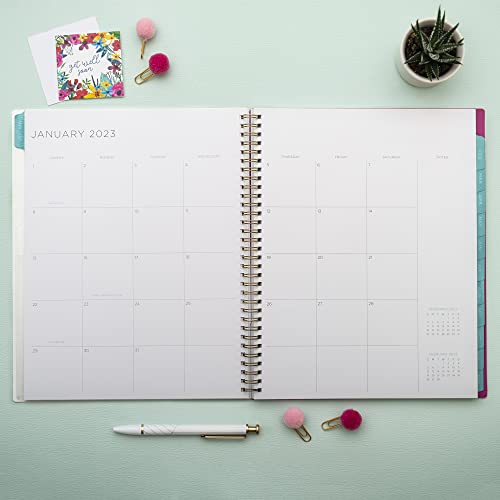 Blue Sky Kelly Ventura For 2023 Weekly And Monthly Planner, 8.5' X 11', Flexible Cover, Wirebound, Magenta Blooms (140945-23) #TOP2