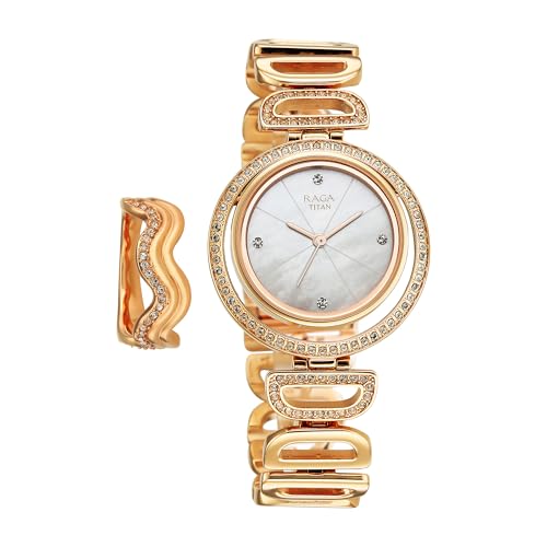Image of Titan Raga Glimmers Quartz White Round Dial Women's Analog Watch - 95329WM01F