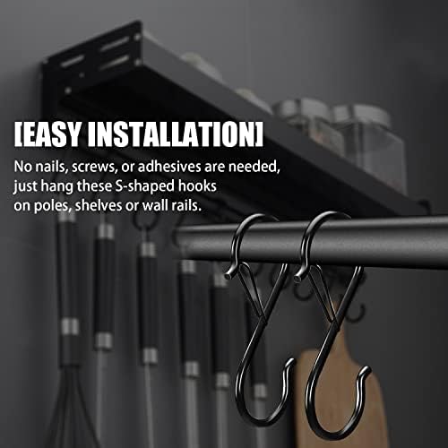 ANOTHEEE 10 Pcs S Hooks, Heavy-Duty S Shaped Hook with Safety Buckle Fixed Securely and Not Slip Off for Hanging Pots and Pans Plants Coffee Cups Pots Bathroom Kitchen Bedroom