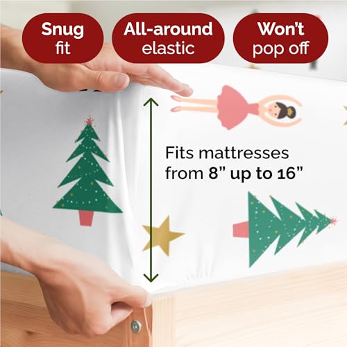 Queen Christmas Nutcracker Ballet Sheet Set - Holiday Xmas Pattern Bedding Set - Deep Pockets - Snug Fit - 4 Piece - Wrinkle Free - Comfy Festive Winter - Holiday Sheets for Women, Men, Kids & Teens