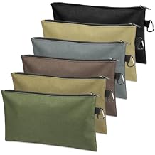 COIDEA Tool Bag Zipper Pouch, Premium Tool Pouch, Utility Multipurpose Storage Organizer Tool Pouches with Carabiner Metal Zipper for Tools 6 Pack, Tan, Navy Green, Black, Light Brown, Grey, Mocha