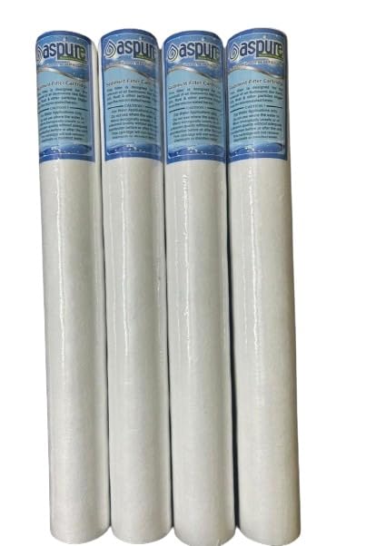 ASPURE Sediment Water Filter Cartridge Slim Spun Cartidges 5 Micron Water Filter 10 x 2.5 Inch - Sediment Filter Compatible for 10 Inch Pre-Filter Housing of All Water Purifier | Pack of 4 Spun