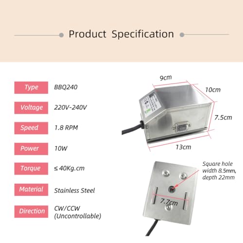 CHANCS stainless steel barbecue machine 220V 10W 1.8rpm, for family dining outdoor grilling hotel kitchen - Image 6