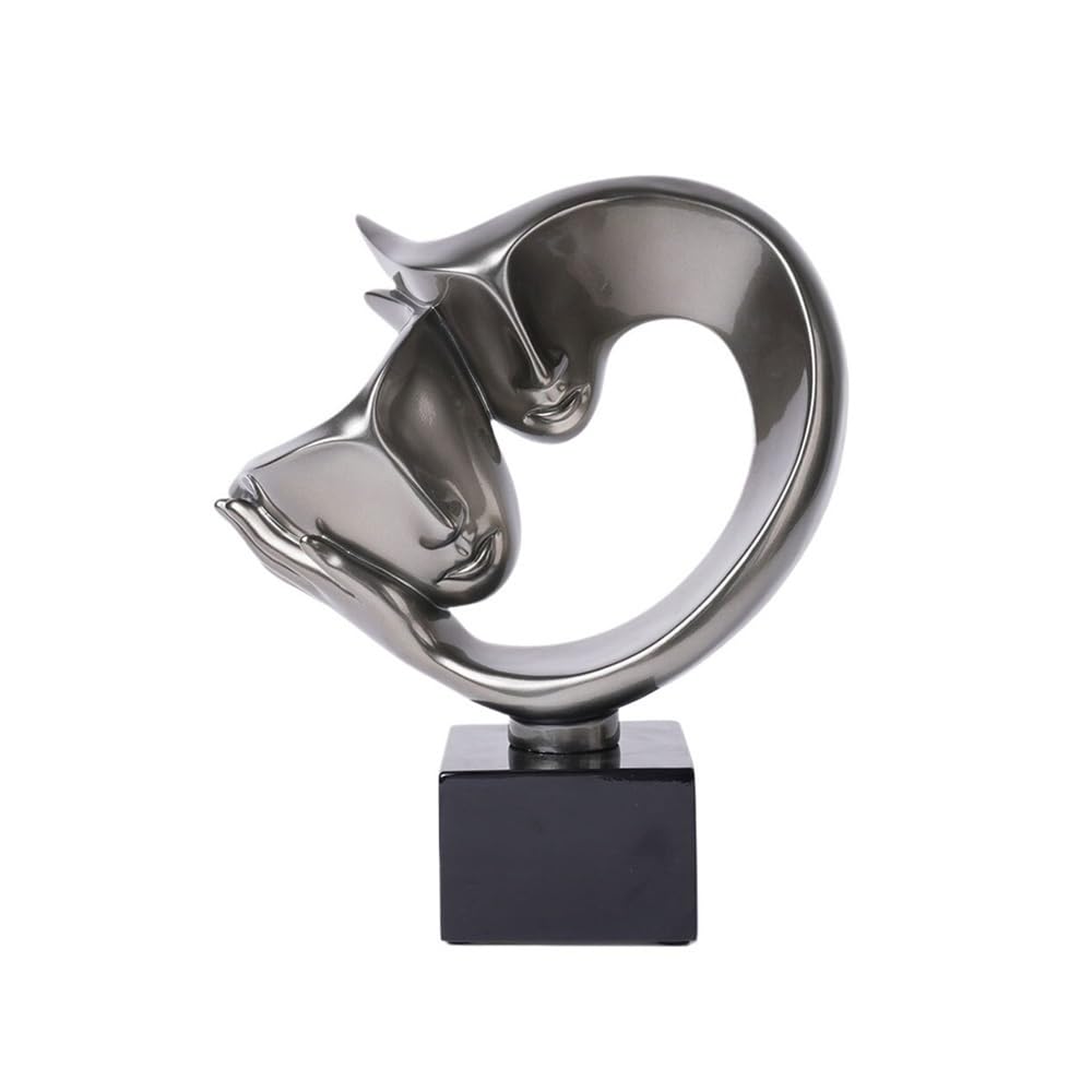 Statue d'art en résine : sculpture abstraite de tête de couple pour salon