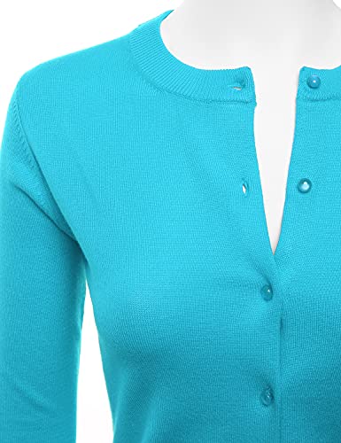 Image of LALABEE Women's Crew Neck Gem Button Long Sleeve Soft Knit Cardigan Sweater
