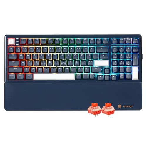 Image of Hexgears Wireless Mechanical Keyboard with Wrist Rest,Tri-Mode BT5.0 /2.4GHz /USB-C Hot Swappable Custom Keyboard,Pre-lubed Linear Switches,RGB Backlit Computer Gaming Keyboards for PC /Tablet /PS /Xbox