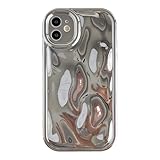 Caseative for iPhone 11 Case,Water Ripple Wave Meteorite Bubble Chrome Plating Soft Phone Case (Silver)