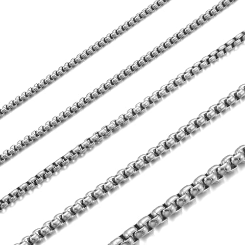 HSWYFCJY Señoras Caballeros de acero inoxidable de plata de oro ferrosos caja de cadena de enlace collar collar de ancho 2 4 MM Longitud 45 70 CM
