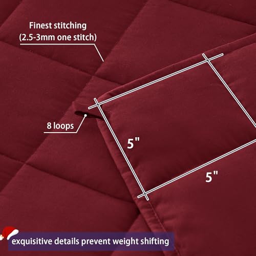 Image of yescool Weighted Blanket for Adults (20 lbs, 60 inch x 80 inch, Red) Cooling Heavy Blanket for Sleeping Perfect for 190-210 lbs, Queen Size Breathable Blanket with Premium Glass Bead, Machine Washable