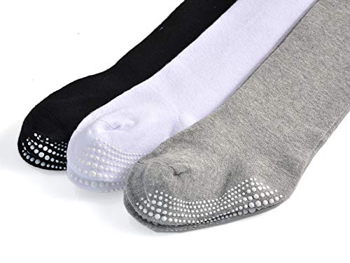 Image of Epeius Baby Girls Tights 3 Pairs Pack Seamless Non Slip /Skid Grip Cotton Leggings
