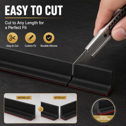 Image of Shower Water Barrier 2 Metre, Black Silicone Shower Threshold Water Dam 5cm, Bathroom Water Stopper Strip with Waterproof Adhesive, Wet & Dry Floor Separation, Easy Cut to Fit