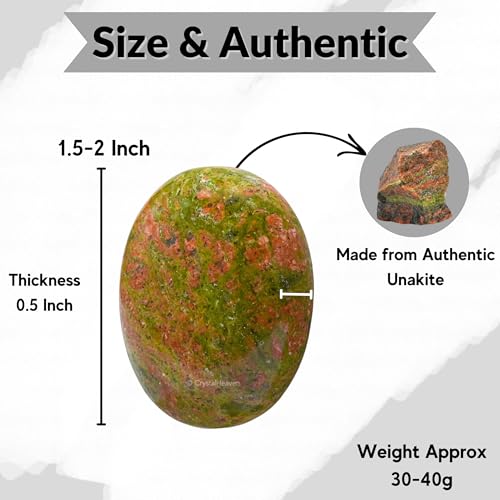 Image of Certified Unakite Crystal Palm Pebbles Stones for Anxiety Stress Relief Massage - AAA Grade Original Healing Gemstone Agate Palm Stone for Yoga Meditation Spiritual Reiki Feng Shui