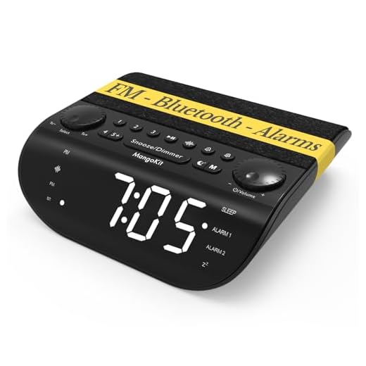 MangoKit FM Radio with Bluetooth 5.3, Dual Alarm Clock for Bedrooms, 90dB Loud Alarm for Heavy 2