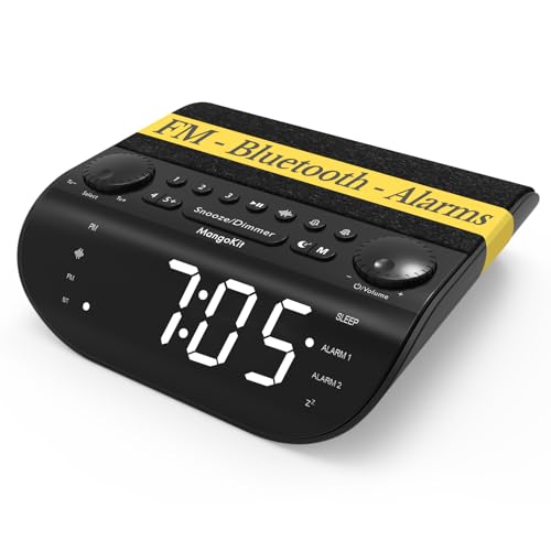 Mangokit UP-Max Radiowecker mit Bluetooth und UKW Radio–Extra lauter 90dB Wecker für Tiefschläfer, Dual-Alarm,Snooze,Weißes Rauschen,Stereo-Lautsprecher, Großes Dimmbares Display,Digitaler Radiowecker