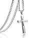 W&W Lifetime Stainless Steel Mens Womens Double Cross Necklace Lord's Prayer Pendant 24 inches, Silver Color