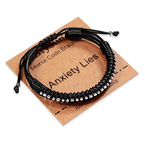 Inspirational Gifts for Men Morse Code Bracelets Mens Bracelets Graduation Gifts for Him Fathers Day Adjustable Leather Bracelet Motivational Birthday Annivesary Jewelry Stocking Stuffers for Men