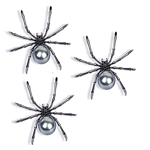 Image of 2-3Pcs Punk Spider Crystal Bead Brooch Pin Set for Women Men Rock Gothic Faux PearlAnimal Backpack Scarf Shirt Bag Hat Shawl Pin Bar Party Body Halloween Jewelry Gift