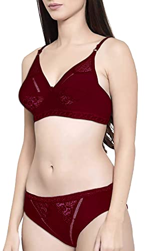 Image of Women's Soft Cotton Bra Panty Set for Women Cotton Stretch Non-Padded Non-Wired Bra Panty Set Best Lingerie Set daily use Bra Panty Set Combo Cotton Net Lingerie Set for Women and Girl's Soft Original Cotton Bra And Bikini Set Every Day Comfort with Multi Color and Wide rang of Size